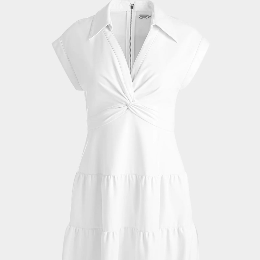 Alice + Olivia Mila Deep V Twist-Front Mini Dress - Size XS/0